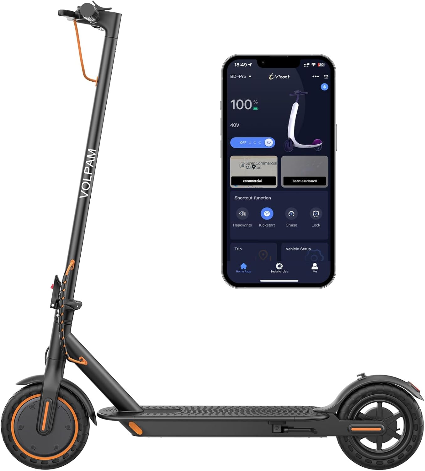VOLPAM Electric Scooter, Powerful 350W/500W Motor